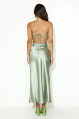 VIPs Accepted Satin Midi Skirt Sage