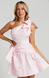 Mathilda Mini Dress Cut Out Side Wrap Dress in Pink
