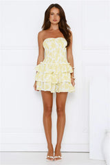 Sunshine Chic Strapless Mini Dress Yellow