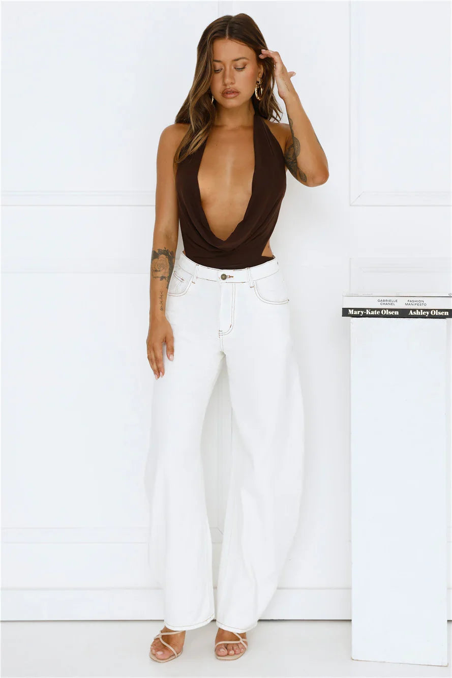 Style Stunner Halter Bodysuit Brown