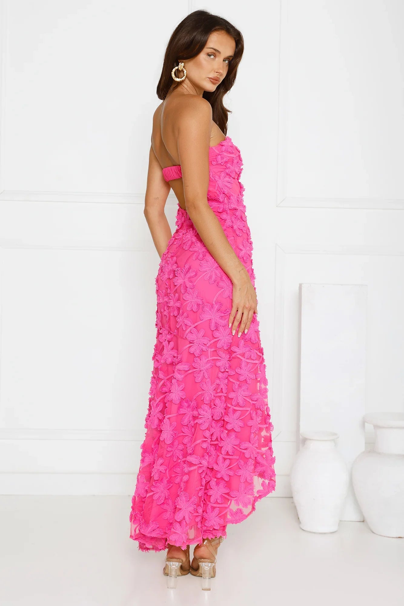 Urban Petal Strapless Maxi Dress Pink