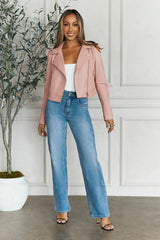 Valley Escape Faux Leather Jacket Pink