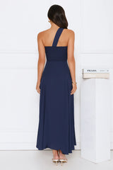 Styled Like A Star One Shoulder Maxi Dress Navy