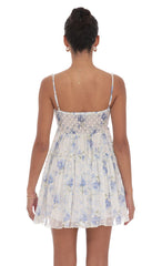 Floral Babydoll Dress in White
