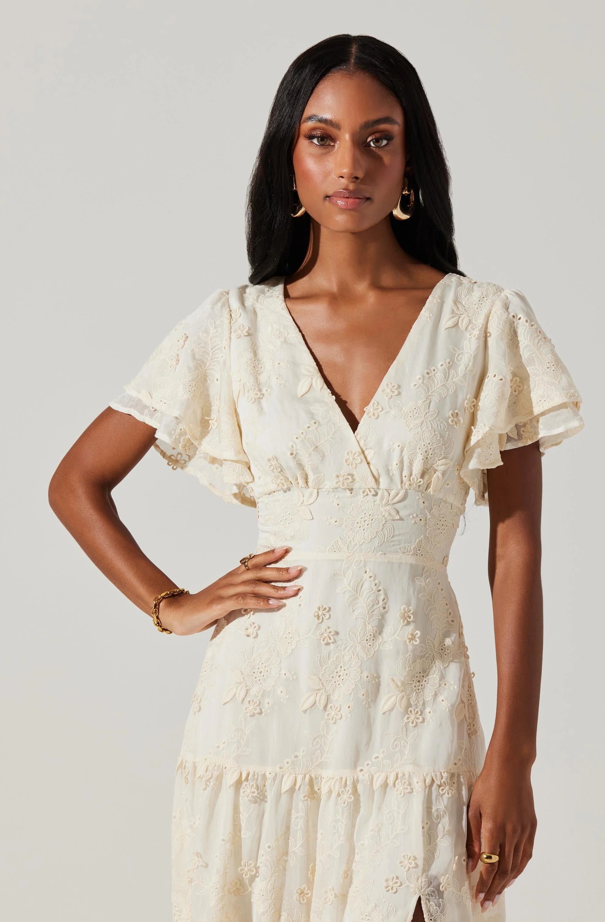 Junia Embroidered Tiered Maxi Dress