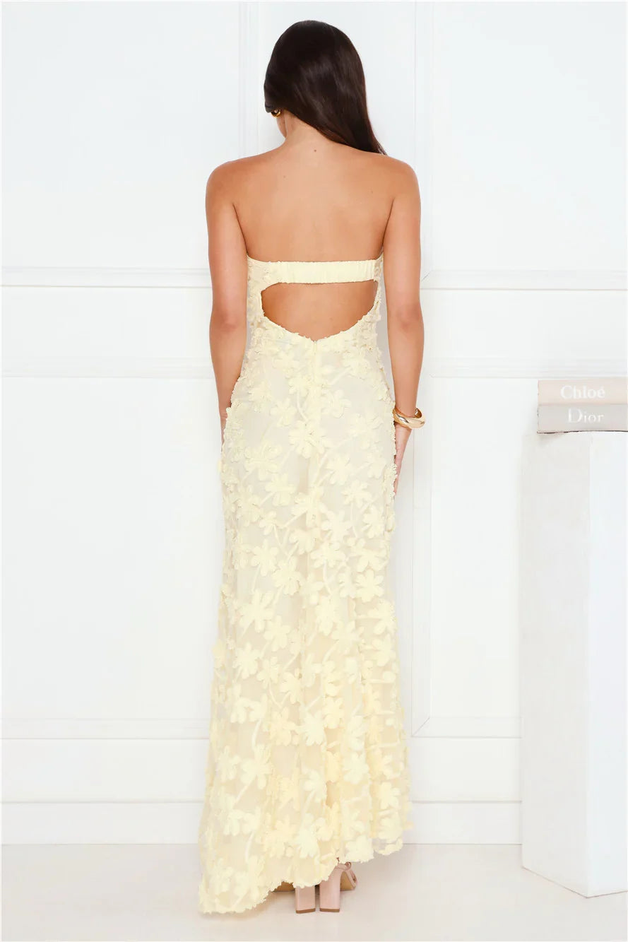 Urban Petal Strapless Maxi Dress Yellow